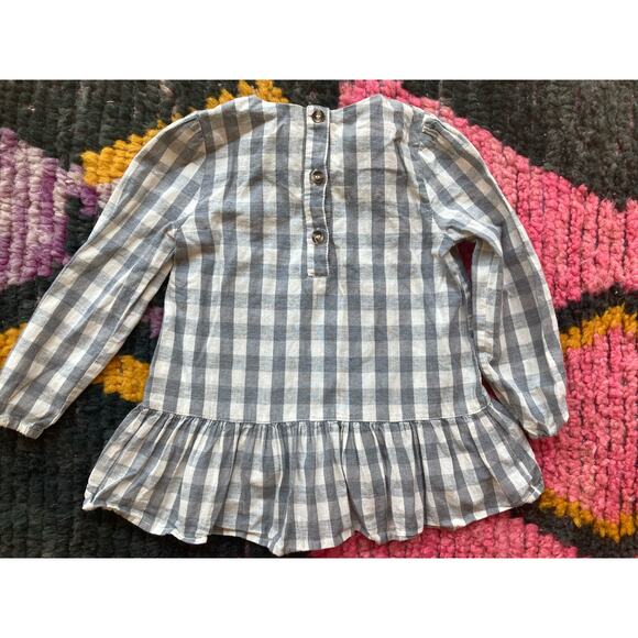 Vignette Gray Gingham Little Girls Blouse Top Long Sleeve ~ Sz 5 Years - Picture 2 of 3